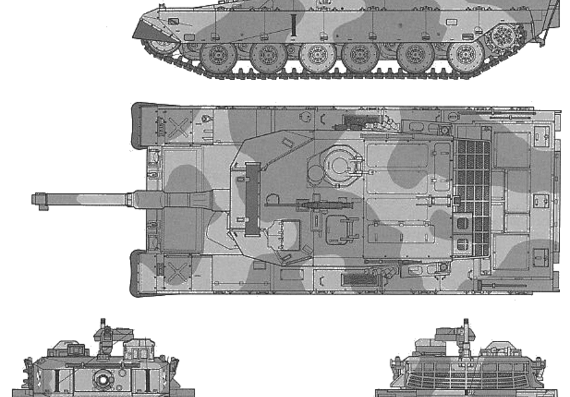Танк Type 90 Tank - чертежи, габариты, рисунки
