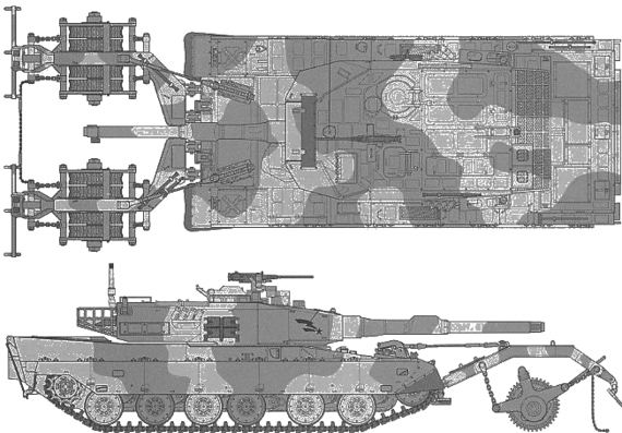 Танк Type 90 Tank with Mine Roller - чертежи, габариты, рисунки