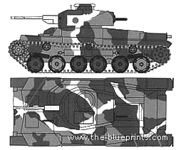 Tank Type 97 - drawings, dimensions, figures