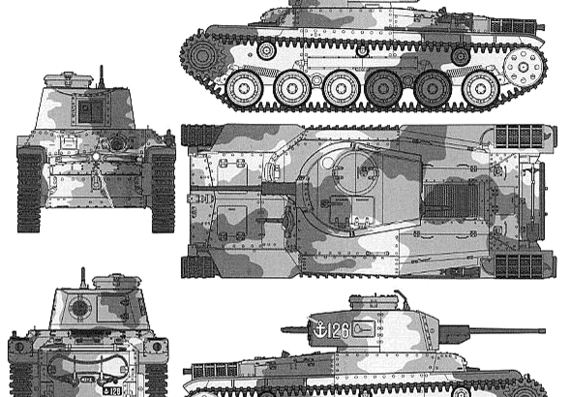 Танк Type 97 Chi-Ha - чертежи, габариты, рисунки