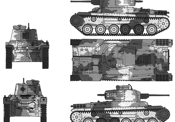 Танк Type 97 Chi-Ha Sagami Arms Manufacture - чертежи, габариты, рисунки