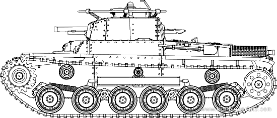 Tank Type 97 Chiha - drawings, dimensions, figures