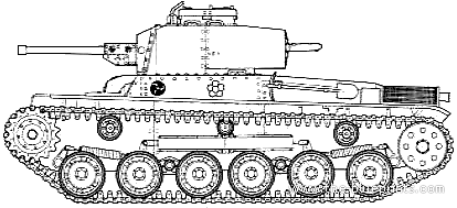 Танк Type 97 Medium Tank - чертежи, габариты, рисунки