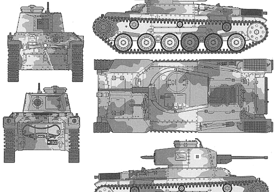 Танк Type 97 Shinhoto Chi-ha - чертежи, габариты, рисунки