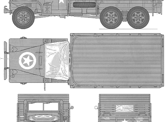 Танк U.S. 2.5-TON 6x6 Cargo Truck - чертежи, габариты, рисунки