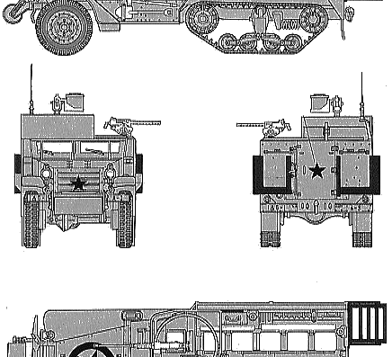Танк U.S. Armoured Personnel Carrier M3A2 Half Track - чертежи, габариты, рисунки