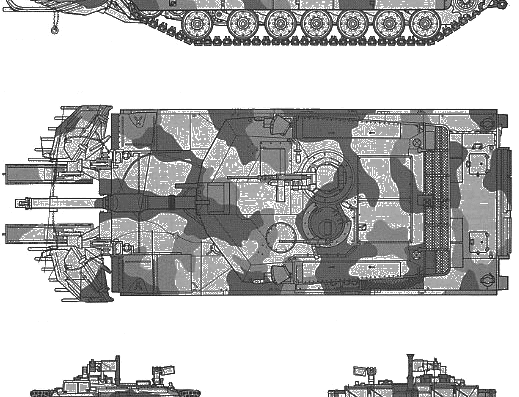 Танк U.S. M1A1 ABRAU.S.M1A1 Avrams With Mine Plow - чертежи, габариты, рисунки