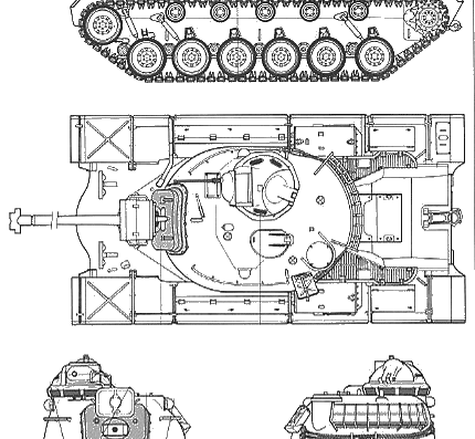 Танк U.S. M48A3 Patton Tank - чертежи, габариты, рисунки