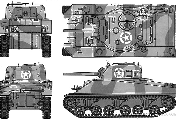 Танк U.S. Medium Tank M4 Sherman Early Production - чертежи, габариты, рисунки