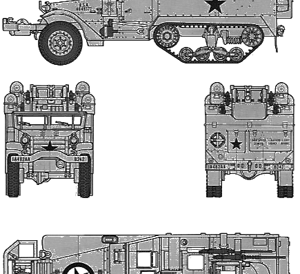 Танк U.S. Muliple Gun Motor Carriage - чертежи, габариты, рисунки