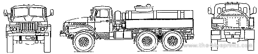 Танк Ural 375D Fuel Tanker - чертежи, габариты, рисунки