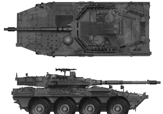 Танк VRC-105 Centauro RCV - чертежи, габариты, рисунки