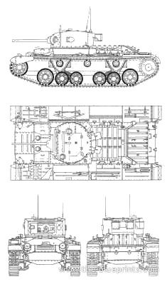 Valentine II tank - drawings, dimensions, figures