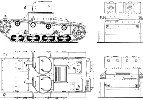 Танк Vickers-Armstrong 6-ton tank - чертежи, габариты, рисунки