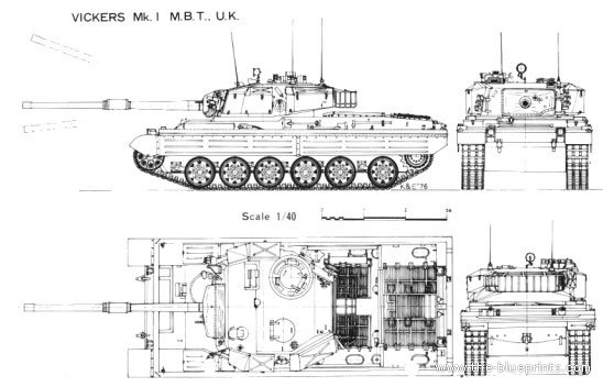 Танк Vickers - чертежи, габариты, рисунки