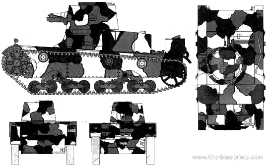 Танк Vickers E Mk.B light tank - чертежи, габариты, рисунки