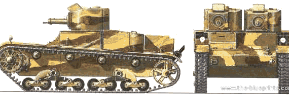 Танк Vickers E Twin - чертежи, габариты, рисунки