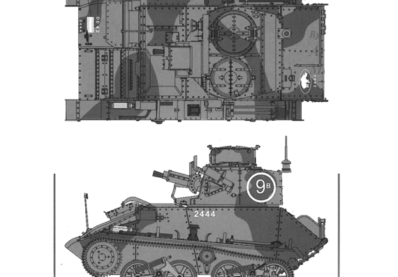 Танк Vickers Mark VIB Light Tank - чертежи, габариты, рисунки
