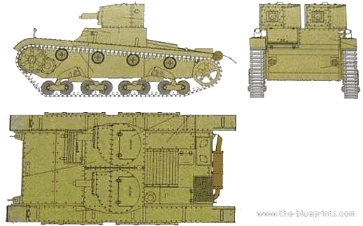 Vickers Model E 6-ton tank - drawings, dimensions, pictures