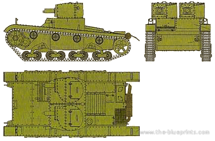 Танк Vickers Model E 6-ton Light Tank - чертежи, габариты, рисунки