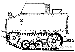 Танк Vickers Utility Tractor - чертежи, габариты, рисунки