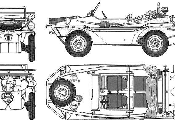 Танк Volkswagen Type 166 Schwimmwagen - чертежи, габариты, рисунки