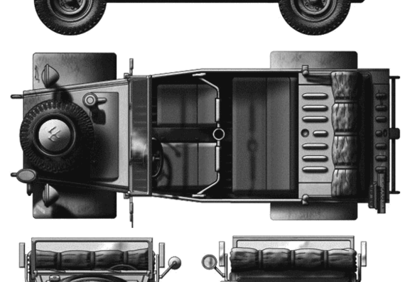 Volkswagen Type 82 Kubelwagen tank - drawings, dimensions, pictures