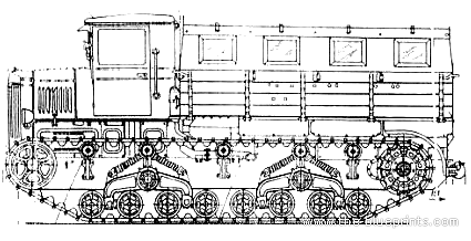 Танк Voroshilovets Heavy Artillery Tractor - чертежи, габариты, рисунки