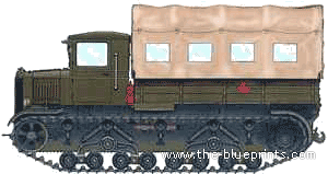 Voroshilovets Tractor tank - drawings, dimensions, pictures