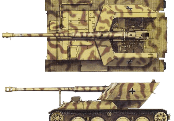 Танк Waffentrager 88mm PaK 43-3 Ardelt - чертежи, габариты, рисунки