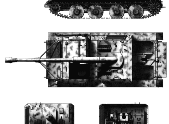 Танк Waffentrager Aderlt I 88mm Pak 43 - чертежи, габариты, рисунки