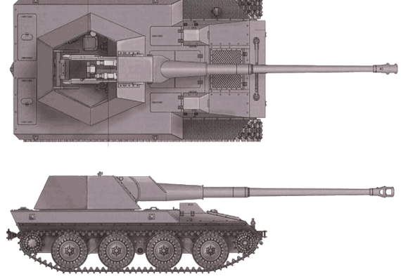 Танк Waffentrager Krupp-Steyr 88mm Pak 43 - чертежи, габариты, рисунки