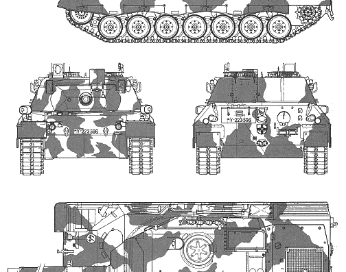 Танк West German Leopard A4 - чертежи, габариты, рисунки
