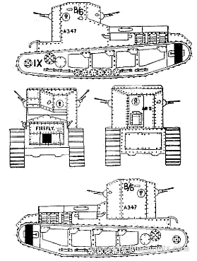 Танк Whippet Mk.A - чертежи, габариты, рисунки