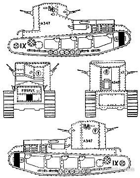 Танк Whippet Tank (WW.I) - чертежи, габариты, рисунки