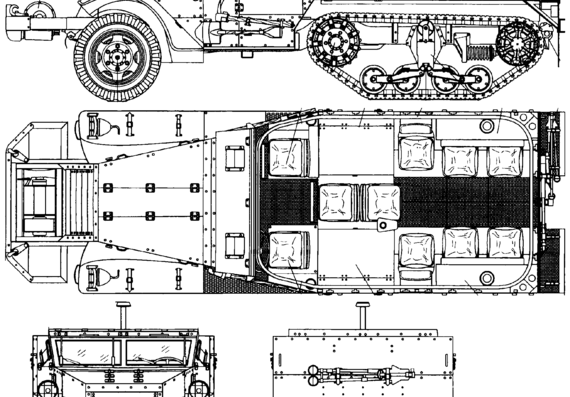 Tank White M2 Half Track - drawings, dimensions, figures