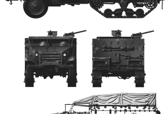 Tank White M2 Halftrack - drawings, dimensions, figures