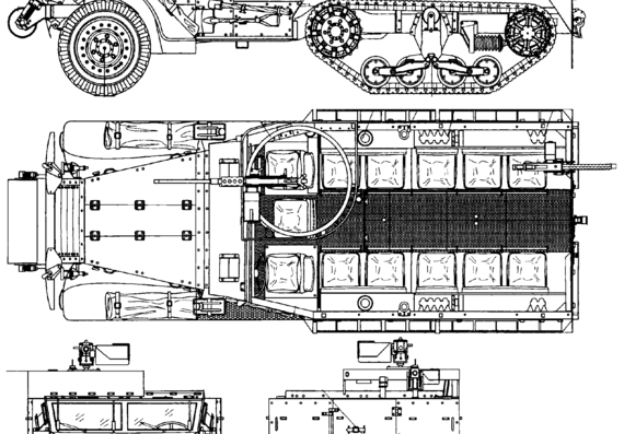 Танк White M3A1 Half Track - чертежи, габариты, рисунки
