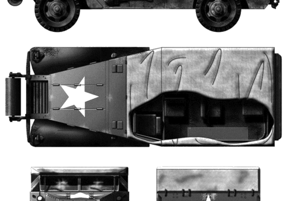 Танк White M3A1 Scout Car - чертежи, габариты, рисунки