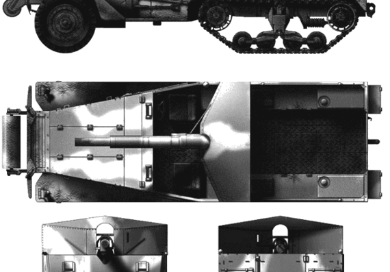 Танк White M3 75mm M1897A - чертежи, габариты, рисунки