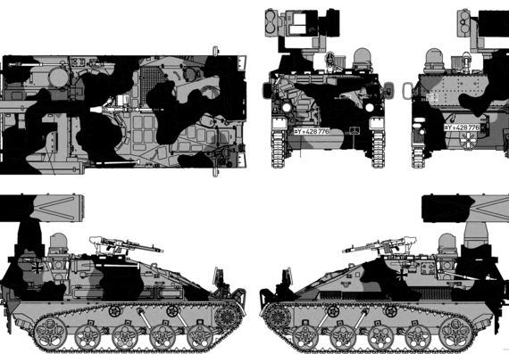 Танк Wiesel 2 LeFlaSys Stinger Carrier - чертежи, габариты, рисунки