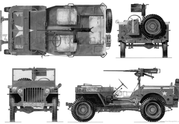 Willys Jeep tank (1941) - drawings, dimensions, pictures