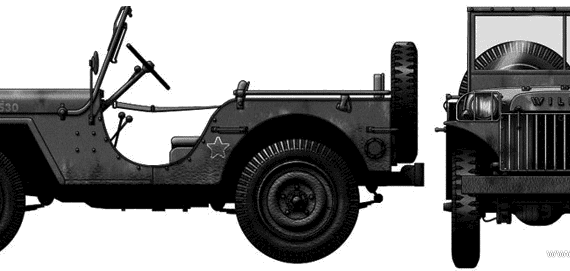 Willys Jeep MA .25-ton 4x4 tank (1942) - drawings, dimensions, figures