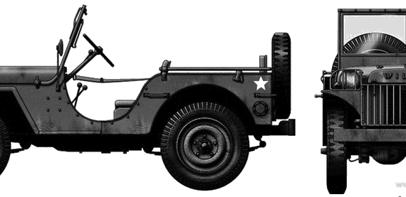 Танк Willys Jeep MA .25 ton 4x4 - чертежи, габариты, рисунки