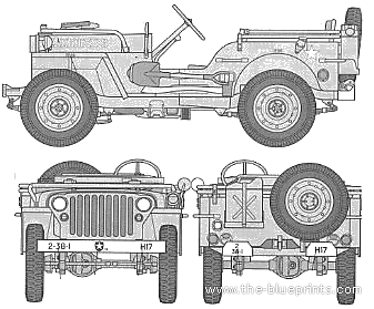 Танк Willys Jeep MB 4x4 (1941) - чертежи, габариты, рисунки