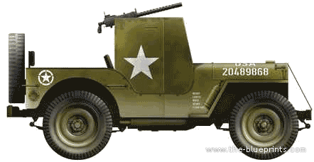 Танк Willys Jeep MB Armoured (1945) - чертежи, габариты, рисунки