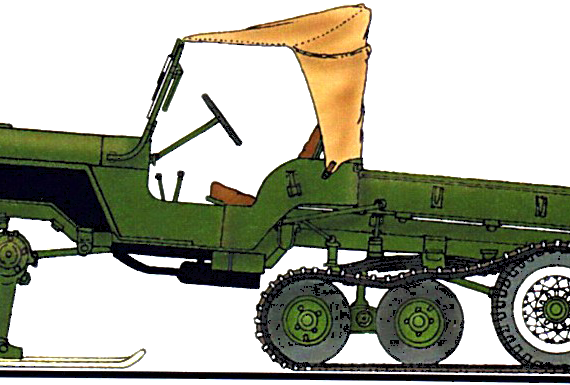 Танк Willys Jeep MB T28 Half Truck - чертежи, габариты, рисунки