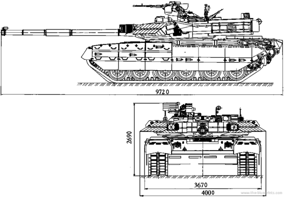 Yatagan MBT tank - drawings, dimensions, figures