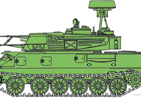 Танк ZSU-23-4M - чертежи, габариты, рисунки