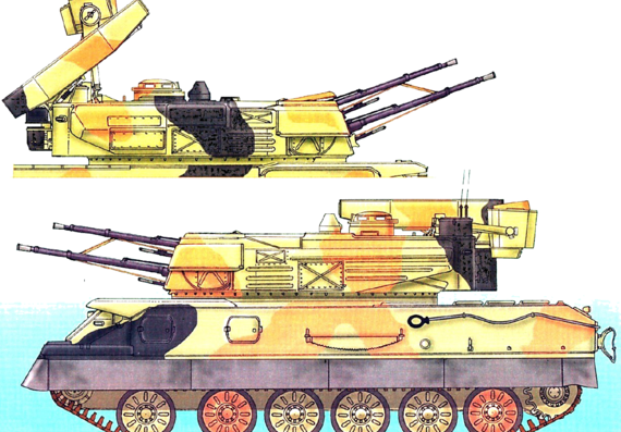 Танк ZSU-23-4MP Bilata - чертежи, габариты, рисунки
